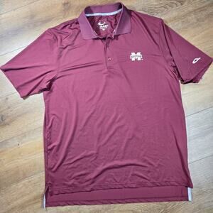 Mississippi State Bulldogs Drake Polo Shirt L Maroon Stretch Golf NCAA Sportwear